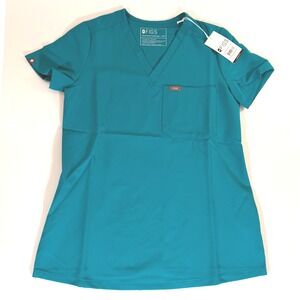 FIGS Catarina One-Pocket Teal Scrub Top Teal XXS Women's Technical Collection